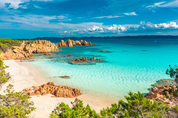 amazing pink sand beach in budelli island, maddalena archipelago, sardinia