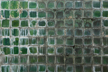 Wall Mural - Pattern of Dirty Green mosaic tiles on the wall  texture background