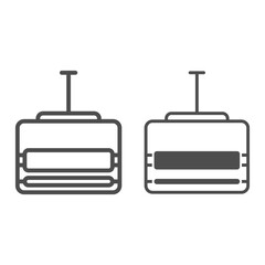 Poster - Suspended cable car line and solid icon, World snowboard day concept, cable car sign on white background, Ski cabin icon in outline style for mobile concept and web design. Vector graphics.