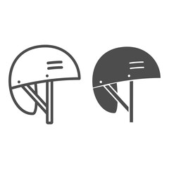 Poster - Protective snowboarding helmet line and solid icon, World snowboard day concept, Ski helmet sign on white background, Sport helmet icon in outline style for mobile and web design. Vector graphics.