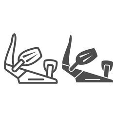 Poster - Snowboard fixing line and solid icon, World snowboard day concept, Snowboarding gear sign on white background, Fixing snowboard icon in outline style for mobile and web design. Vector graphics.
