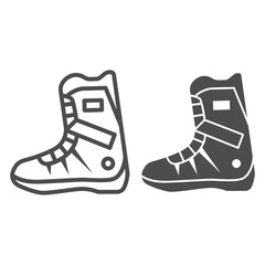 Poster - Snowboarder Boot line and solid icon, World snowboard day concept, Sport Shoes sign on white background, Boot for snowboarding icon in outline style for mobile concept and web design. Vector graphics.