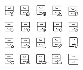 Canvas Print - Set of archive related vector line icons.