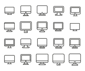 Poster - Simple collection of computer related line icons.