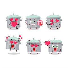 Sticker - Aluminium grey pan cartoon character with love cute emoticon