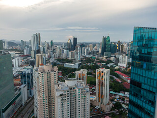  Beautiful aerial view of the Panama City Buildings Parks and marina 