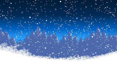 Wall Mural - christmas background of snowflakes and trees