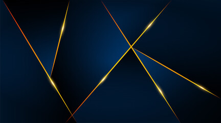 Wall Mural - Modern geometric luxury card template for business or presentation with golden lines on a dark blue background