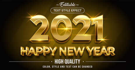 Poster - Happy New Year 2021 with Gold Text Effect Color - Editable text effect.