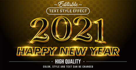Poster - Happy New Year 2021 with Gold Text Effect Color - Editable text effect.