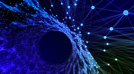 Wall Mural - abstract background imitating tunnel of points and lines