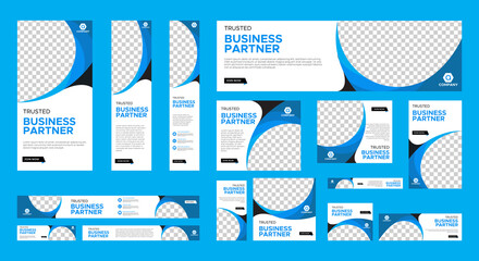 Poster - Set Business Web Banner with place for photo