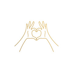 Wall Mural - linear icon of hands gesturing heart hand drawn with thin lines