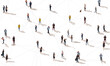 Leinwandbild Motiv Aerial view of crowd people connected by lines, social media and communication concept. Top view of men and women isolated on white background with shadows. Staying online, internet, technologies.