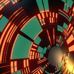 Aufkleber - Futuristic circular geometric shapes. Abstract hi-tech and science backgroun. 3d rendering digital illustration