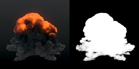 Aufkleber - Highly realistic fire explosion with dark smoke and alpha matte. 3d rendering