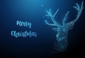 Wall Mural - Abstract Chtistmas deer. Magic Christmas greeting card.