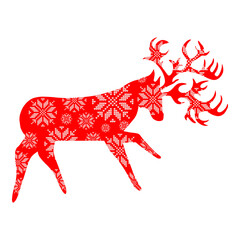 Wall Mural - Christmas reindeer with painted snowflakes. Happy holiday! Vector illustration for web design or print.