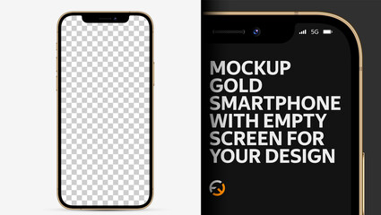 Wall Mural - mockup. realistic smartphone gold color with empty screen for your design. high detail image in smal