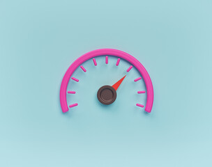 Poster - cartoon style minimal Speedometer icon, sign, symbol isolated on pastel blue background. 3d rendering