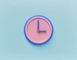 Poster - minimal concept of time. clock icon. 3d rendering