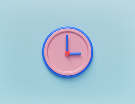 minimal concept of time. clock icon. 3d rendering