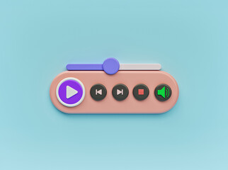 Poster - minimal audio music player concept. media playback controls. 3d rendering