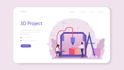 Poster - Designer 3D modeling web banner or landing page. Digital drawing