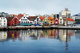 Fototapeta Tęcza - Guest harbour of Stavanger with old-style houses, Norway