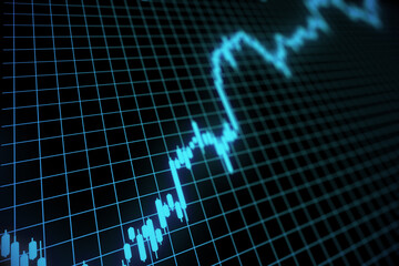 Aufkleber - Glowing stock chart with candlestick and index grid. T