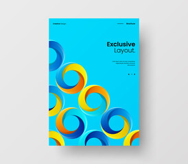 Vertical corporate identity A4 report cover. Abstract geometric circle vector business presentation design layout. Amazing company front page illustration brochure template.