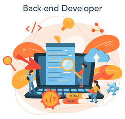Back end development concept. Software development process.
