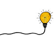 Glowing lightbulb symbol on a white background. Concept for creative ideas and innovations.