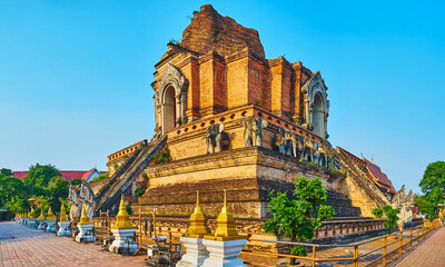 Sticker - The ruined medieval chedi, Wat Chedi Luang, Chiang Mai, Thailand