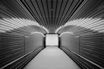 Aufkleber - Interior view of modern futuristic tunnel. Building abstract background