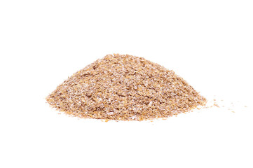 Wheat bran lies in a pile isolated on a white background