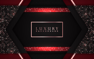 Poster - Luxury background design red, black and gold element decoration. Elegant paper art shape vector layout premium template for use cover magazine, poster, flyer, vip invitation, product packaging, web