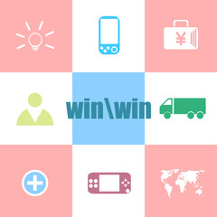 Poster - win word. education concept . can be used for workflow layout, diagram, business step options, banne