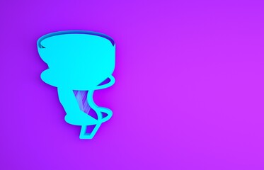 Sticker - Blue Tornado icon isolated on purple background. Minimalism concept. 3d illustration 3D render.