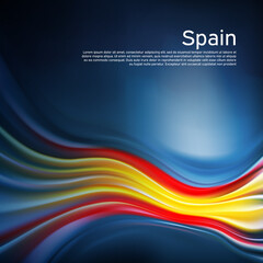 Poster - Abstract spain flag, background. Blurred pattern of lines in the colors spanish flag in blue sky, business booklet. State banner, spanish poster, patriotic cover, flyer. Vector design