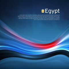 Poster - Egypt abstract flag background. Blurred pattern of light lines in the colors Egyptian flag in blue sky, business brochure. State banner, Egyptian poster, patriotic cover, flyer. Vector design