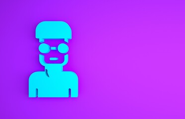Poster - Blue Nerd geek icon isolated on purple background. Minimalism concept. 3d illustration 3D render.