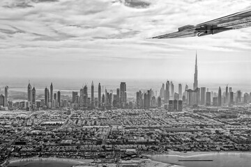 Wall Mural - Aerial view of Dubai skyline seen from plane, United Arab Emirates