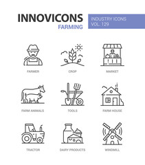 Wall Mural - Farming - modern colorful line design style icons