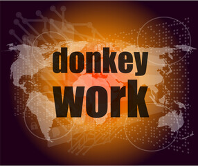 Poster - donkey work text on digital touch screen interface