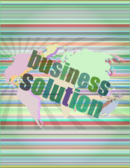 Poster - words business solution on digital screen, business concept