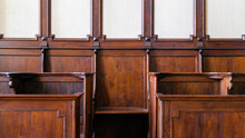 Detail Of Traditional Hard Wood Courthouse, Church Choir Sitting
