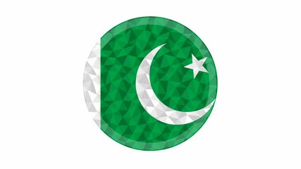 Wall Mural - Round badge or button Pakistan low poly flag with lightening on the edge animated video