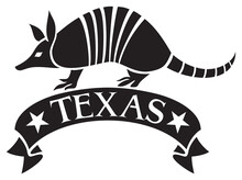 Texas Design With Armadillo Animal And Banner