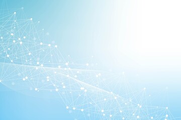Poster - geometric abstract background with connected line and dots. structure molecule and communication. bi